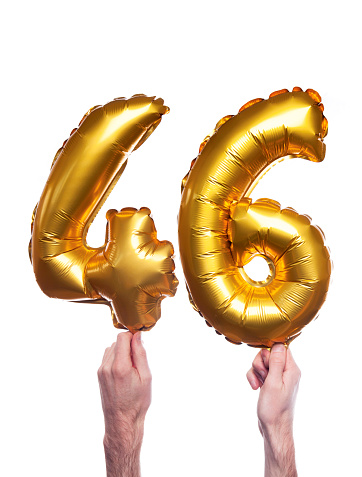 Gold number 46 balloons